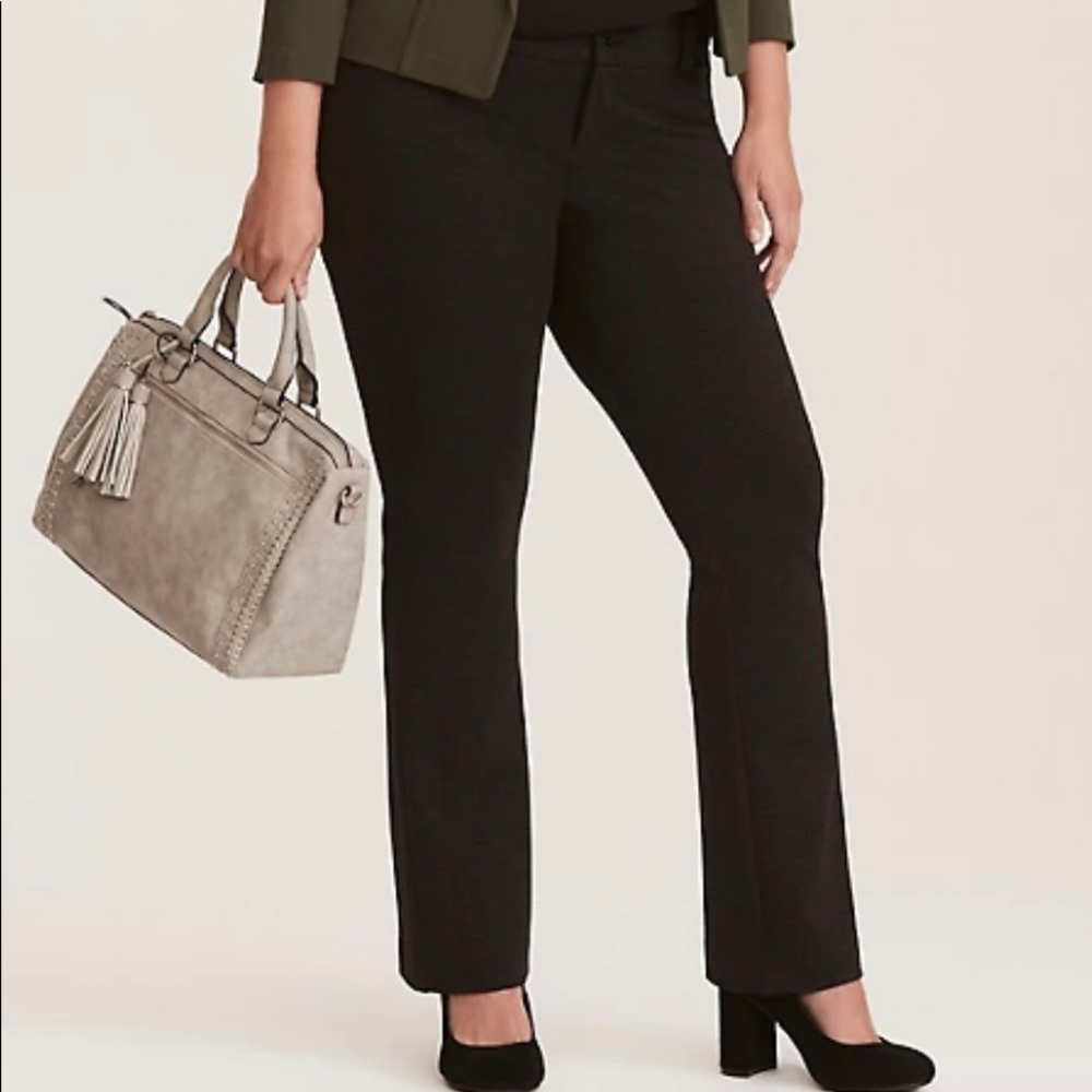 Grey Herringbone Trouser Pants - All-Nighter Ponte